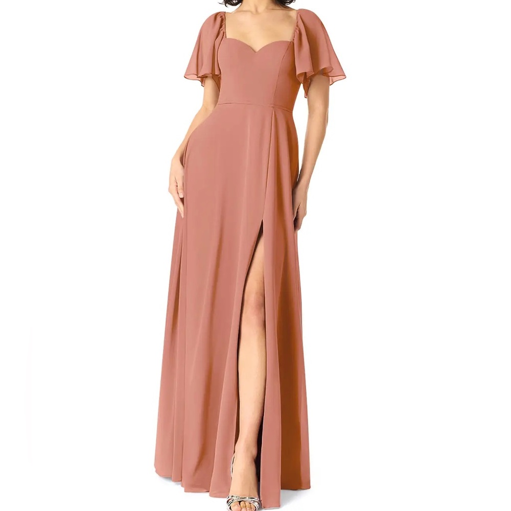 Azazie Chloe Mai Tai A-Line Sweetheart Neckline Chiffon Dress